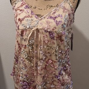 NWT! Venus Blush Multicolored Sequin Tank
